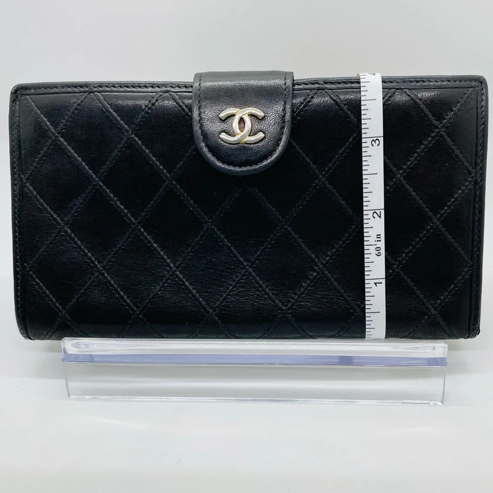 CHANEL Black Quilted Lambskin French Purse Wallet with COA! - Picture 13 of 16